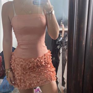 Coral Pink Mini strapless Dress